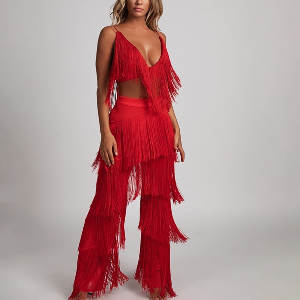 NEW! Red Fringe Pant Set